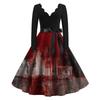 Women's Casual Fashion Halloween Printed V-Neck Vintage Dress