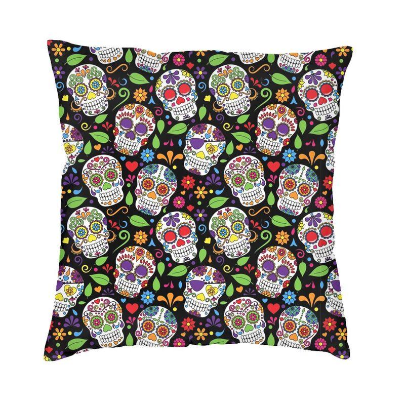 Luxury Day Of The Dead Throw Pillow Cover Home Decor Custom Square Mexican Sugar Skull Cushion Cover 45x45cm Pillowcover