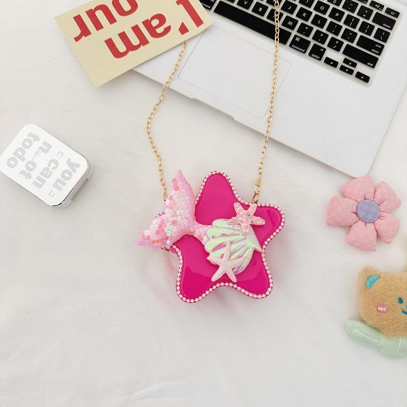 Adorable Cartoon Star Crossbody Bag For Kids Stylish Chain Strap Waterproof Pvc