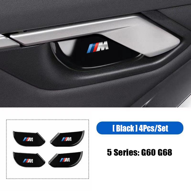 LGFHR1 2026 Car Sticker 4Pcs Car Inner Door Bowl Stainless Steel Protection Cover Stickers For BMW M E46 E90 E60 F30 F10 E39 E36 F20 G3
