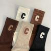 5 Pairs Women's C Letter Print Socks Fashion Versatile Medium Tube Socks Casual Comfortable Sports Socks For Outdoor