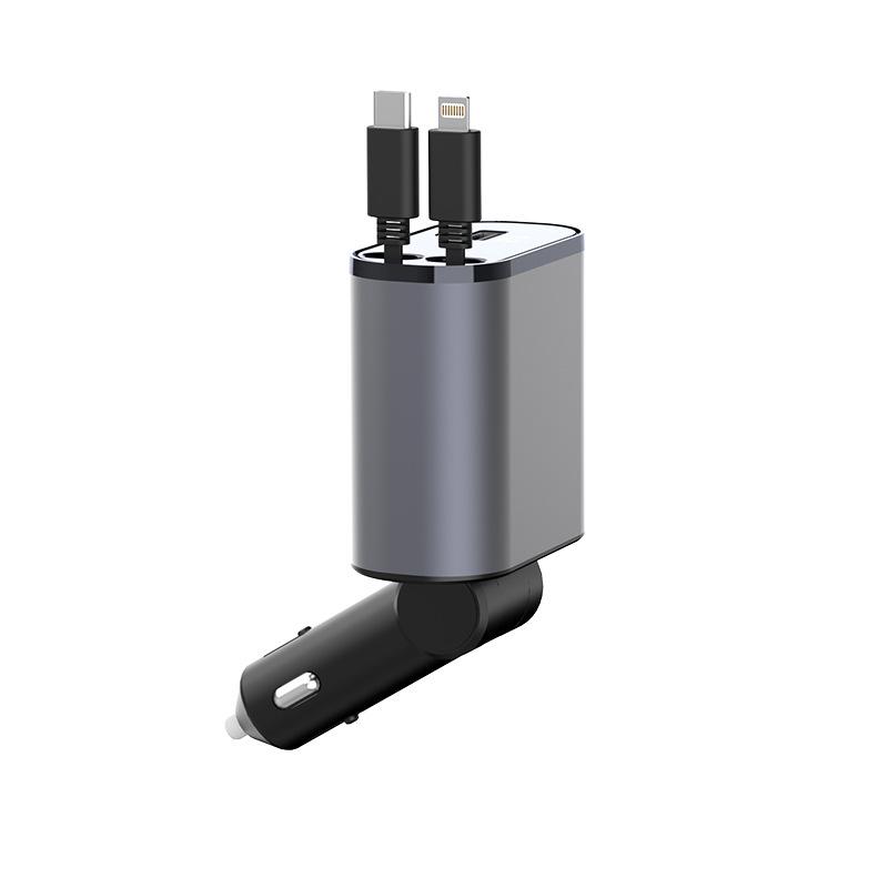 120W 4 v 1 Nabíječka do auta Zatahovací adaptér zapalovače cigaret do auta Kabel rychlé nabíječky USB typu C Pro IPhone Xiaomi Samsung