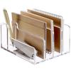 SANRUI Clear Acrylic Multifunctional Desk Organizer with 5 Book Pen and Compartments, Holder, Holder, Non-Slip Design, Space-Saving (Approx.