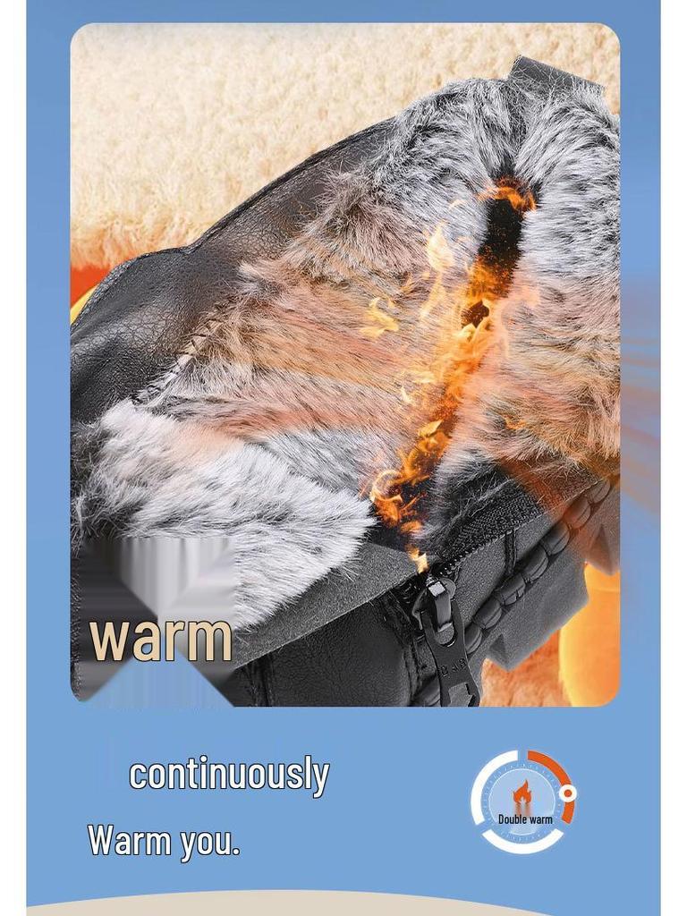 Damen Wasserdichte Winter-Knöchelstiefel aus Kunstleder - Plüschig, warm und bequem für Mittelalte und Ältere