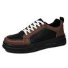 Unisex Lace Up Flat Bottomed Thick Sole Sports Shoes, Versatile, Mixed Color Leather Breathable Comfortable Casual Walking Shoes