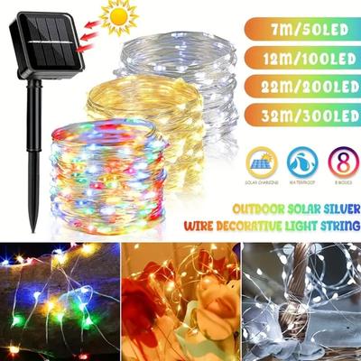 LED Solar Lichterkette Außen, Wasserdichte Solar Lichterkette Kupferdraht Solar Funkelnde Lichter für Baum Garten Party Hochzeit