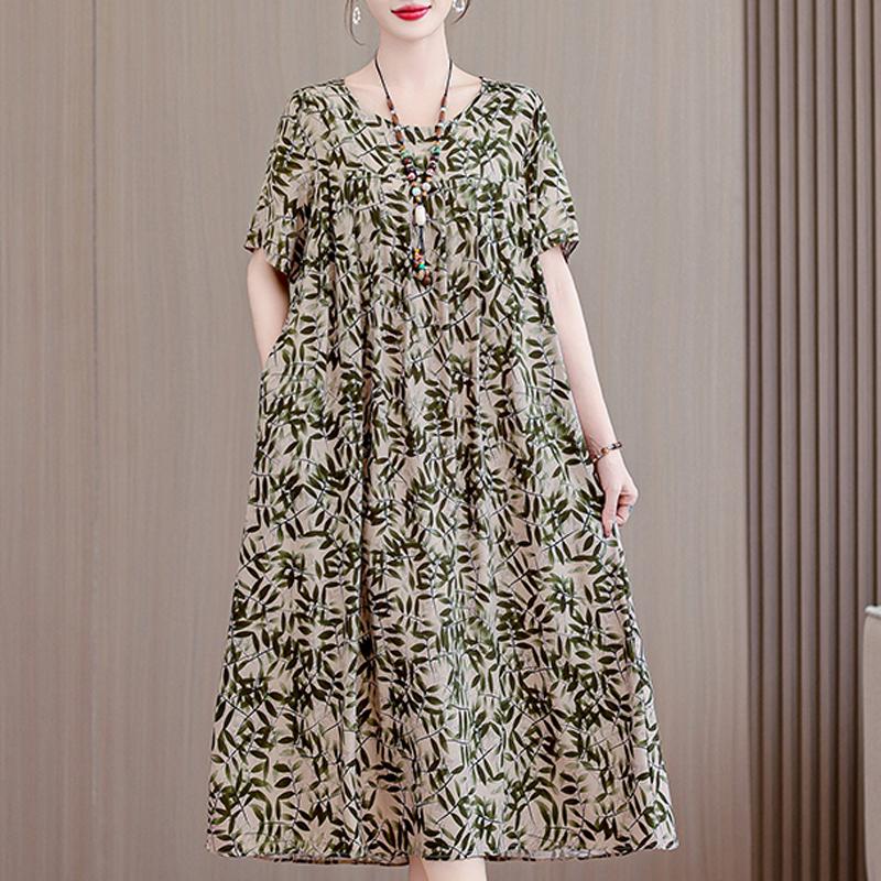 Letné oversize šaty Elegantné dámske dlhé šaty s krátkym rukávom Plus veľkosti
