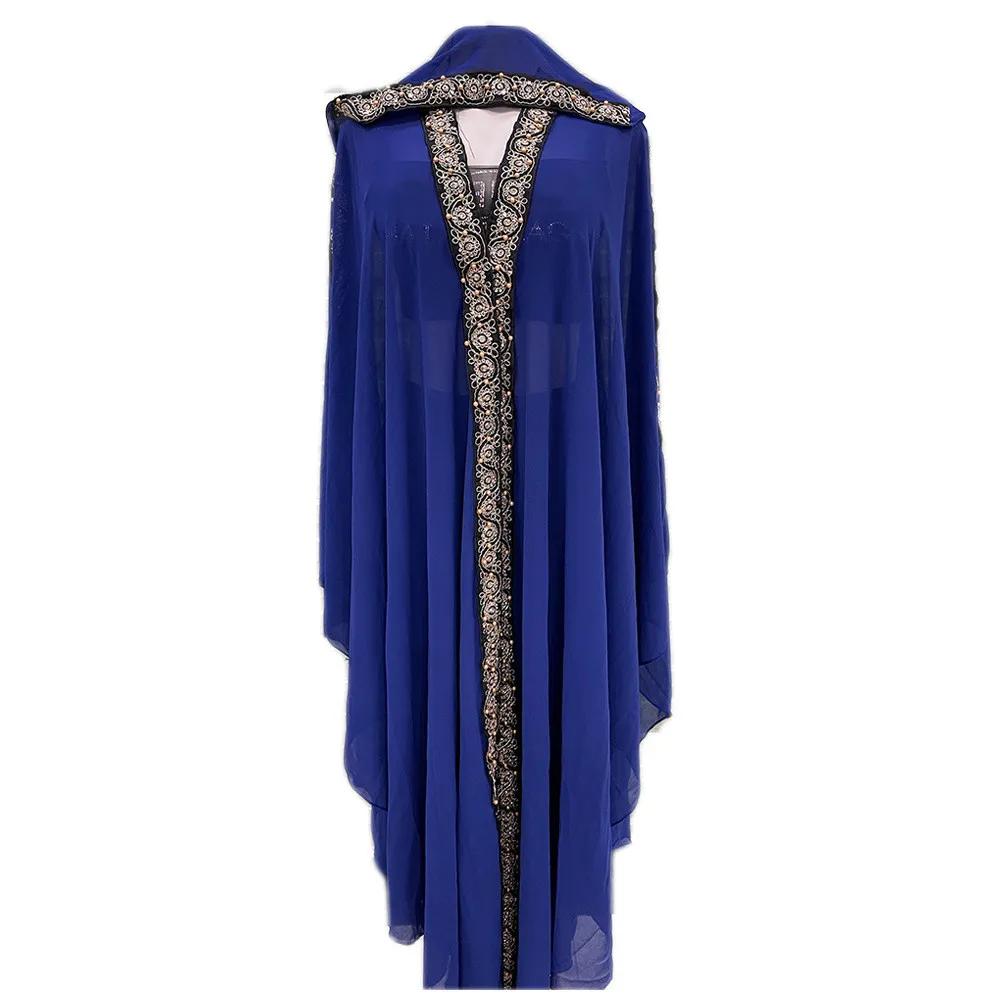 Morocco Kaftan Dubai Hooded Maxi Dress Bat Sleeve Farasha Kaftan Muslim Women African Open Kimono Boubou Evening Dresses