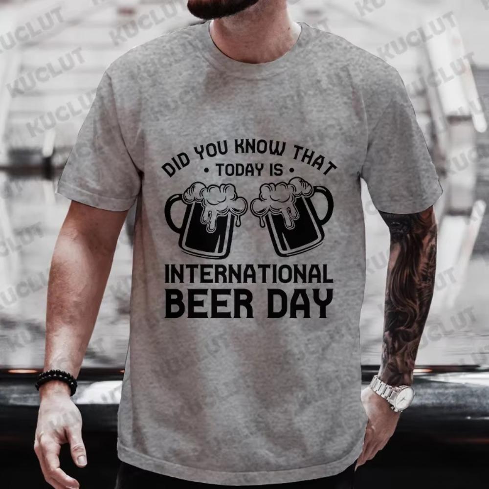 Beer DAY Fashion Graphic Men's T-shirts Funny Clothes Plus Size Matching Shirts Outfit Streetwear Y2k Clothes Short Sleeve Tees