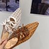 Fashion New Mesh Women Flats Pointed Toe Slippers Fad Breathable Mules Shoes 2025 Casual Slingback Sandals Summer Slides Lady Flip-flops