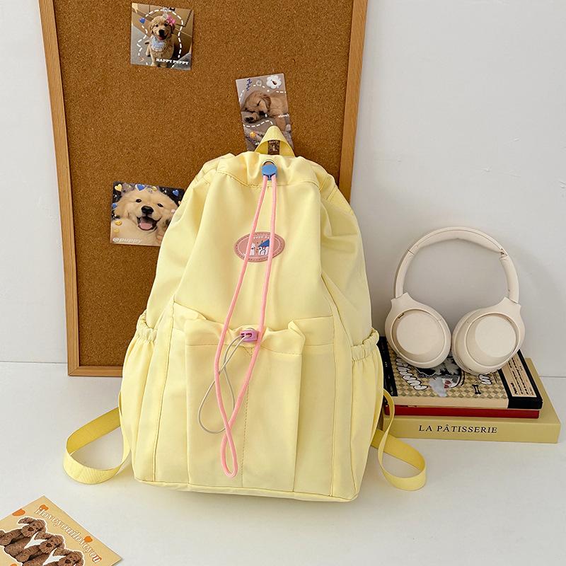 New backpack solid color simple fashion versatile schoolbag college student class drawstring bundle bag commuter travel bag