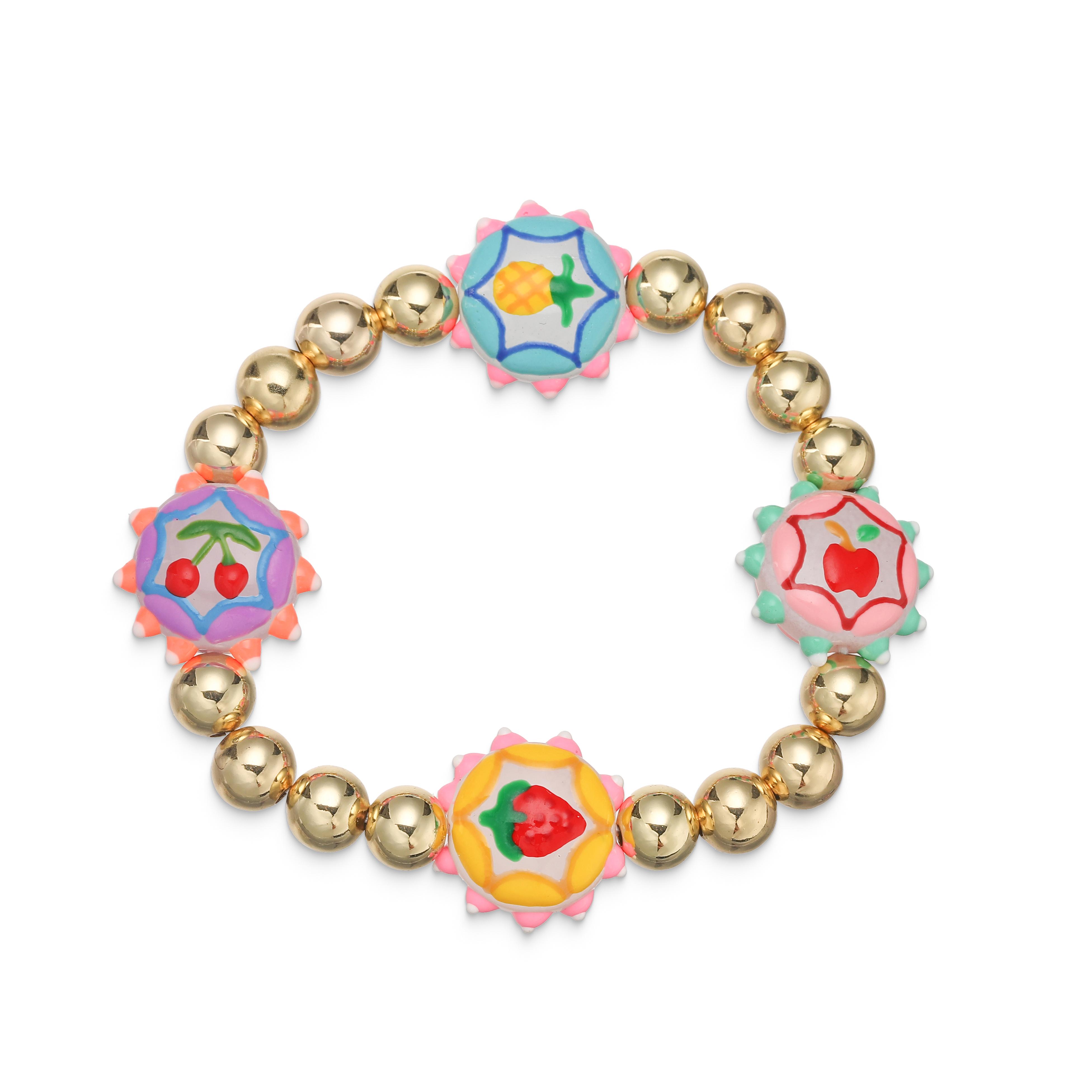 

Colorful Handcrafted Art Glass Flower Beaded Stretch Bracelet Cute Statement Bracelet for Women Summer Vacations Boho Style Gift