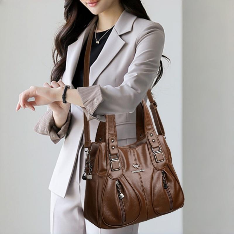 Vintage Kabelka z umelej kože pre ženy Viacvrecková Taška cez rameno Ležérna Do práce Tote Taška Ideálna na každodenné dochádzanie Nakupovanie Dámske Sviatkovné Darčeky