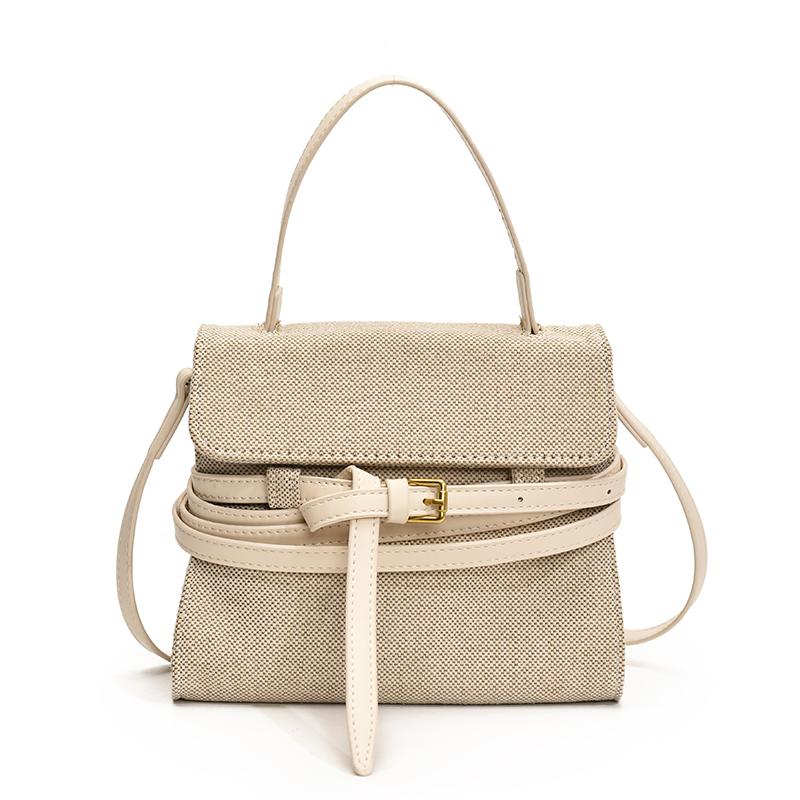 Large Capacity Lady Flap Handbag Fashion Vintage Korean Style Strap Shoulder Bag Cloth Niche Design Retro Bucket Bag Autumn