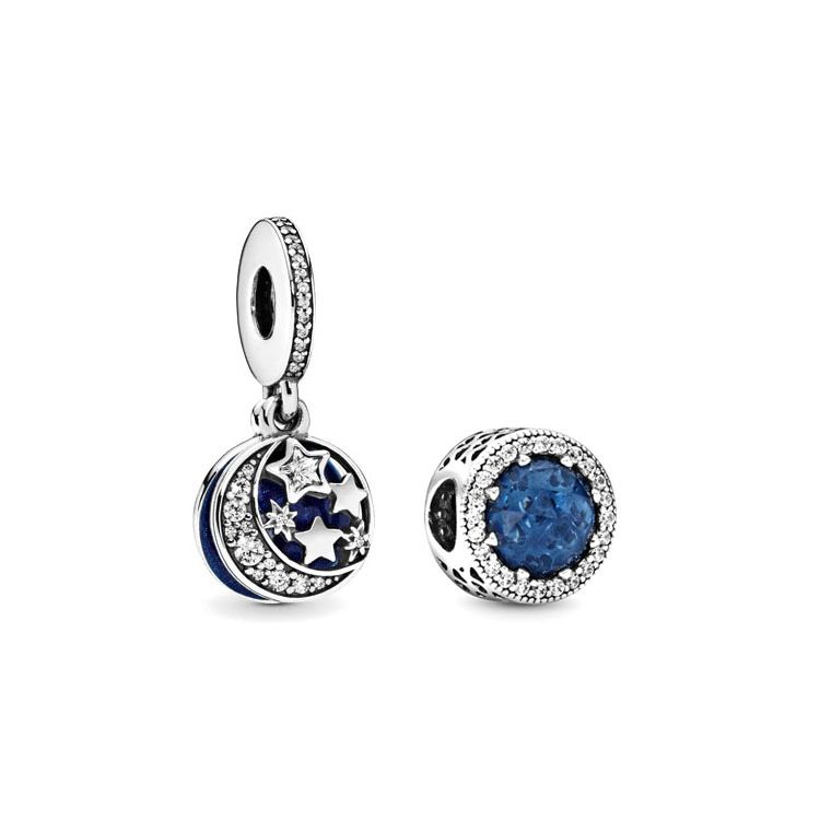 Pandora Blue Starry Charm Unisex Jewelry ZT582 Dark Blue,F