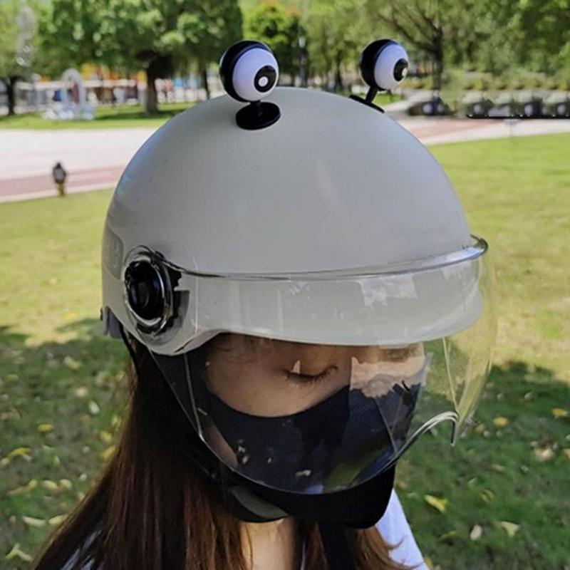 Funny Motorcycle Helmets Cute Decor Cartoon Cute Eyes Decoration For Electric Car Scooter Motorcycle Acsessories