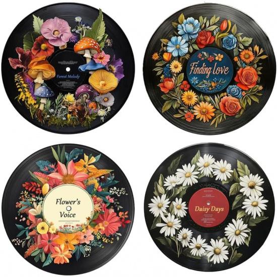 Bimkole Hippie Decor, Wall Aesthetic Records Vintage Ornament, Posters for Room Aesthetic - Record Theme for Bedroom Living Room Art Display Rock,