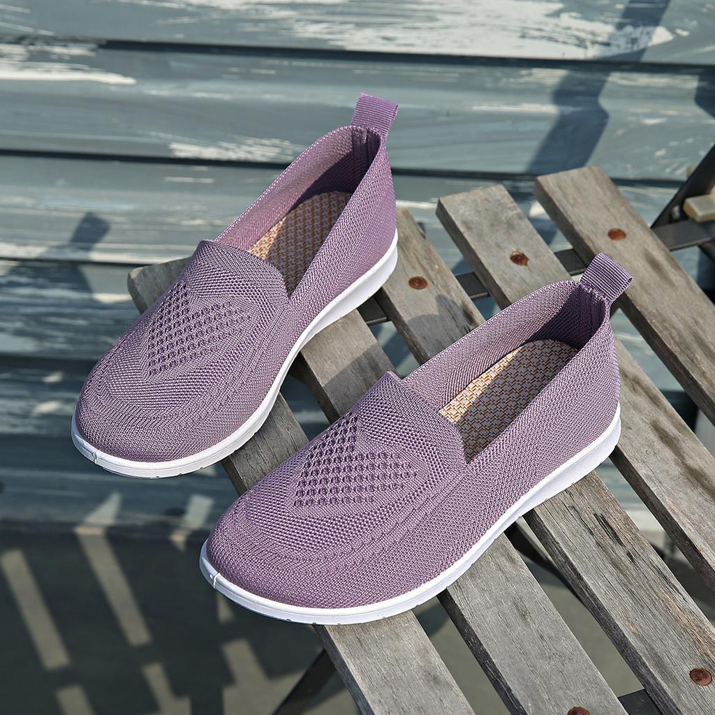 Frühling Sommer Neue Fliegenweberei Slip-On Schuhe Leichte Atmungsaktive Flache Loafer