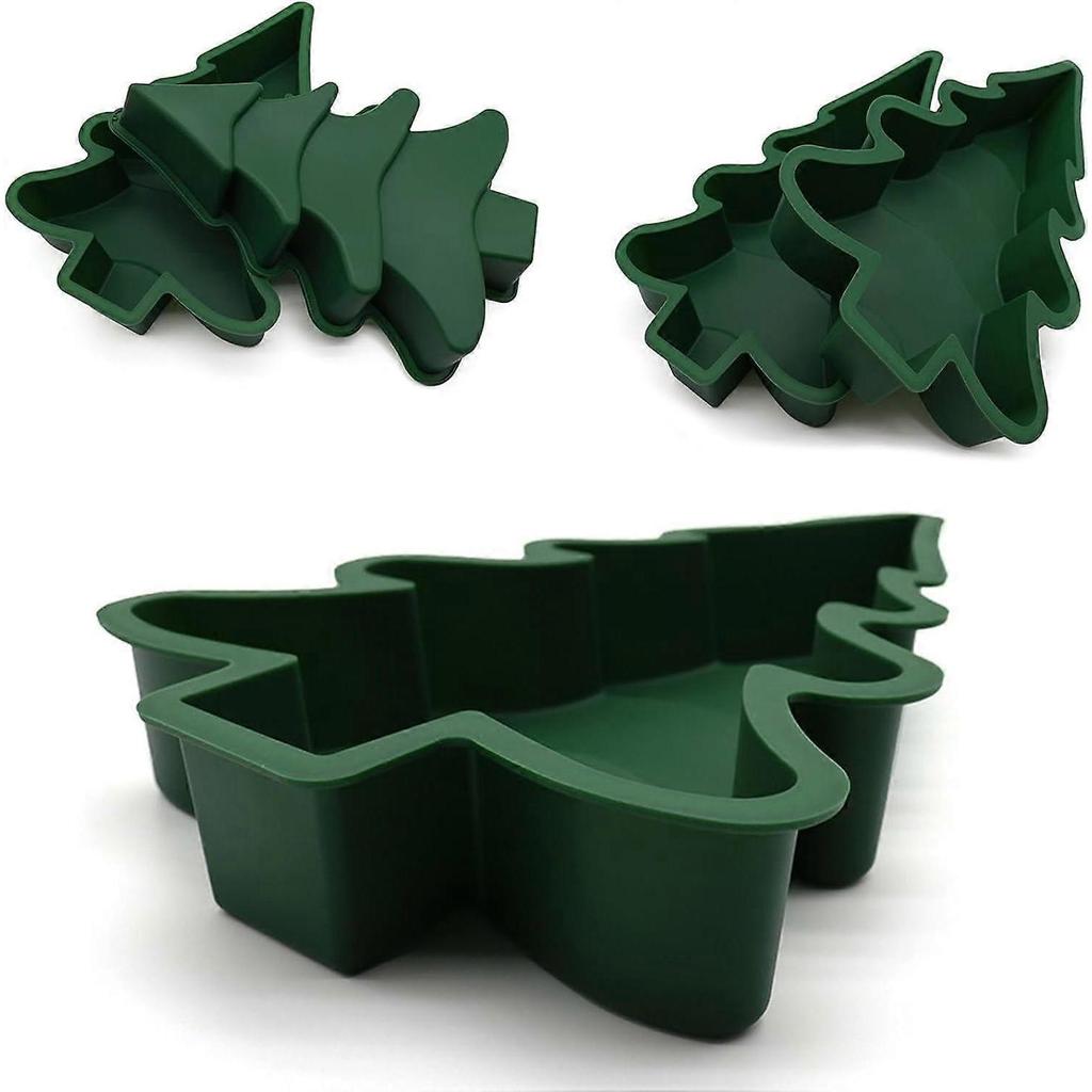 3D Silicone Christmas Baking Molds, Tree-Shaped Candy & Cake Pan, Non-Stick Pie Mould Tray, Compatible with Christmas Tree Decor (2-Pack)