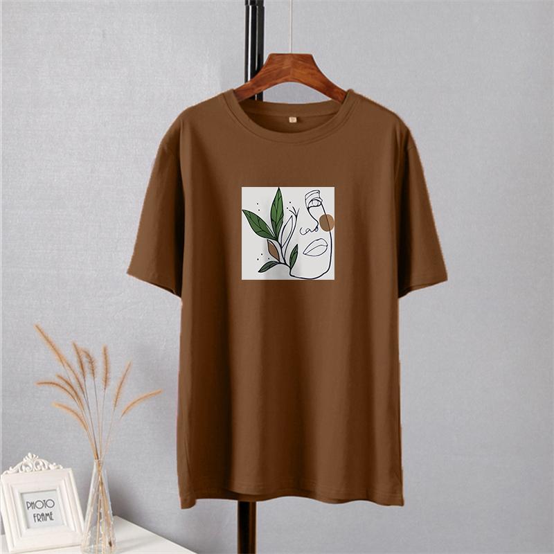 Shellsuning Oversized Aesthetic Printing T-shirts for Women Summer New 100% Cotton Casual Retro Basic Tees Female Korean Harajuku Tops