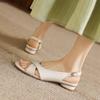 Krazing Pot Microfiber Low Heels Concise Style Buckle Straps European Design Summer Size 43 Size 42  Women Sandals
