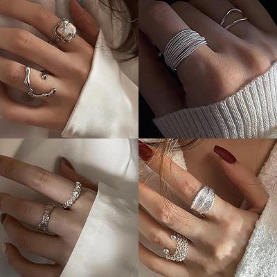 Anillo de Plata de Ley 925 con Perla Irregular - Diseño Abierto Minimalista y Elegante para Mujer