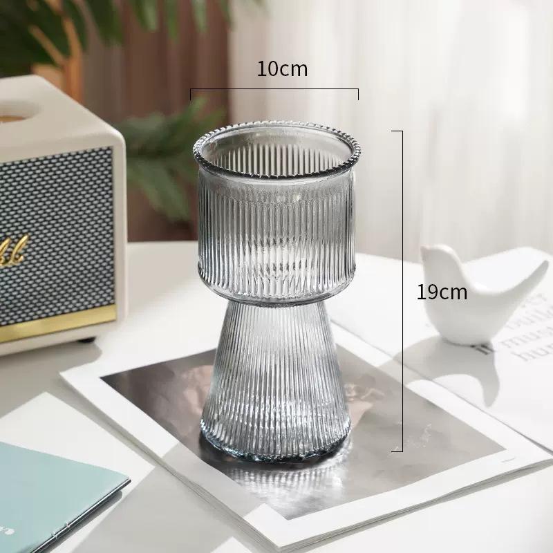 Nordic Cone-Shaped Transparent Glass Vase for Lucky Bamboo and Flowers