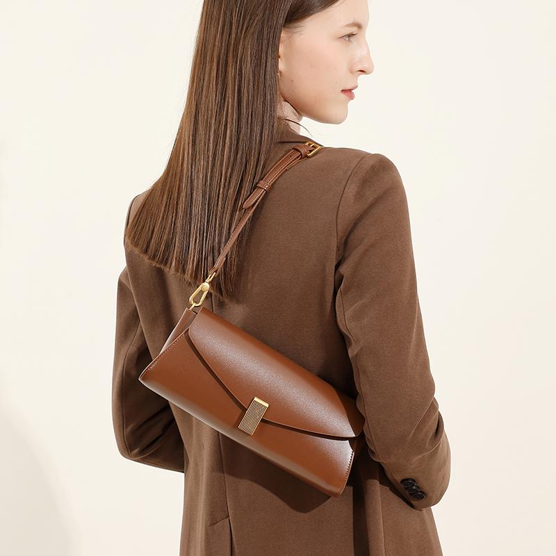 Women's Bag Designer Genuine Leather Women Shoulder Bag High Quality Baguette Handbags Female Rectangular Crossbody Bags