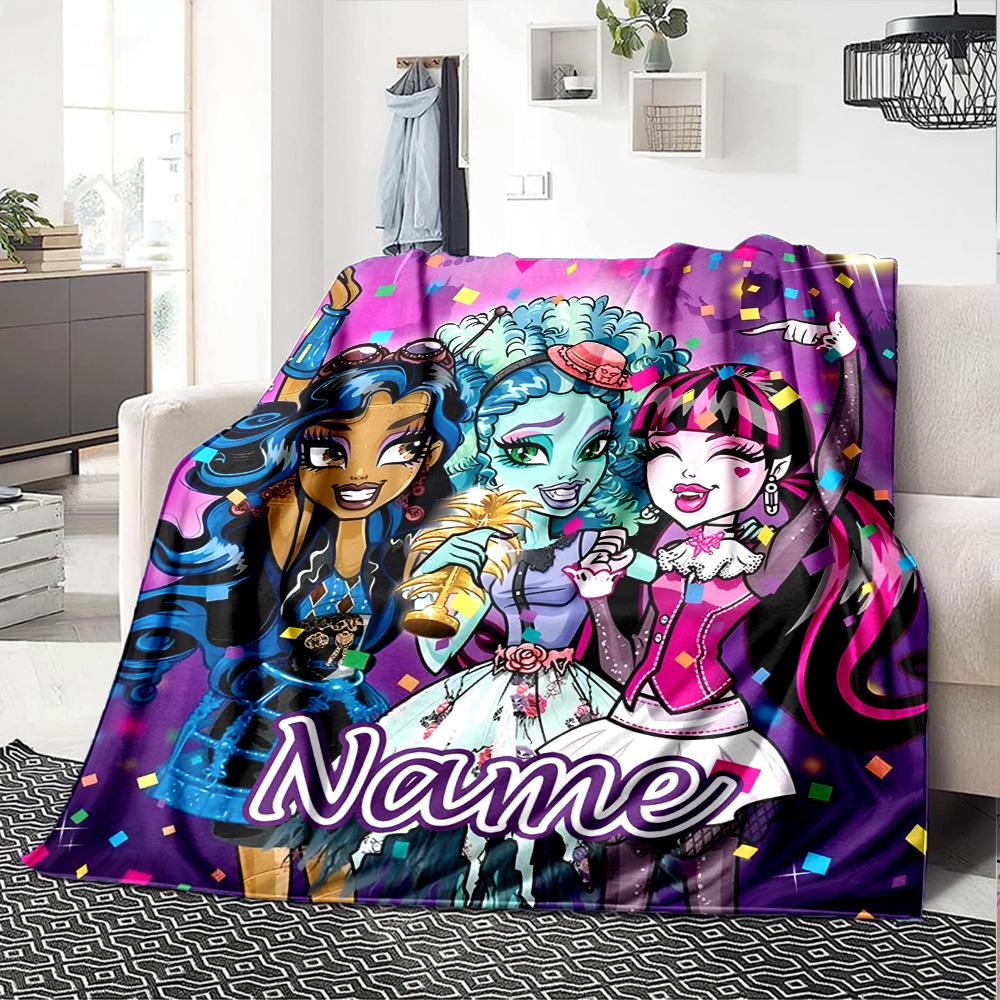 Customizable Monster High Draculaura4 Throw Blanket – Personalized Name, All-Season Cozy Snug Blanket, Machine Washable, Personalized Blanket