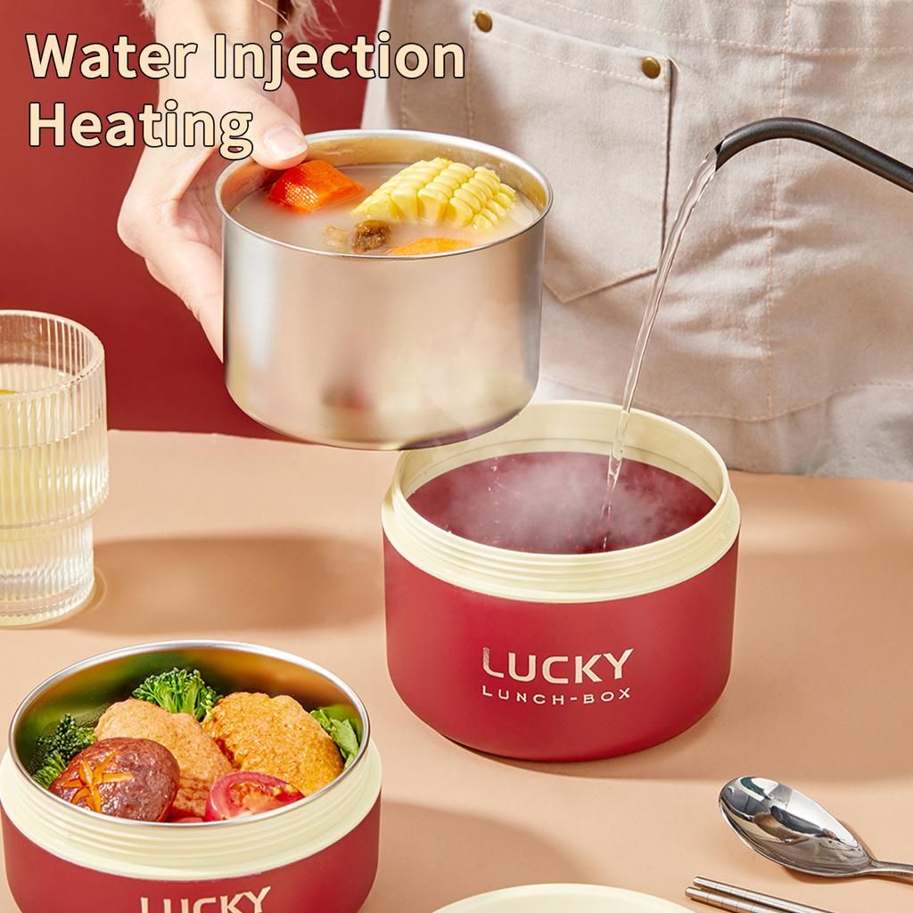WORTHBUY Portable Insulated Lunch Box 304 Stainless Steel Bento Box With Cutlery&Thermal Bag Microwave Leak-proof Food Container