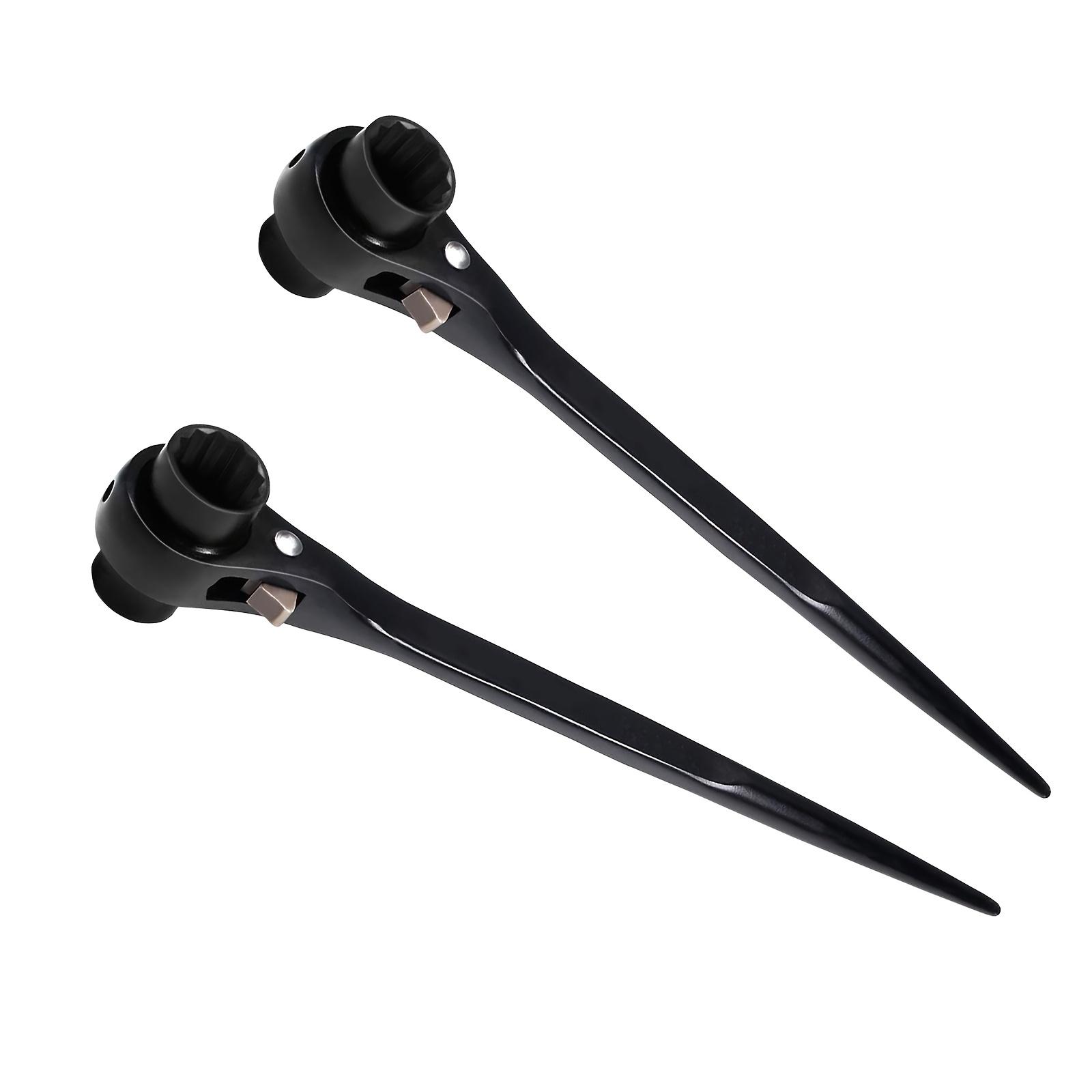 2pcs 19mm/22mm scaffolding foot wrench, double sleeve spiral ratchet wrench for aligning bolts and scaffolding 2pcs