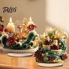 Retro Christmas House Centerpieces Acrylic Table Decoration, Double-sided Winter Snow Village/Candle/Teapot Ornament European Style Ornaments