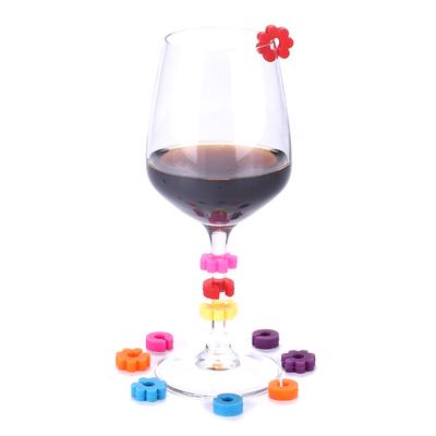 12Pcs/Set Wine Glass Charms Silicone Solid Color Drink Marker Cup Labels Tag