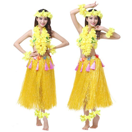 1 Set Hula Skirt High Elastic Eye-catching Plastic Fiber Hawaiian Hula Grass Skirt Set for Summer