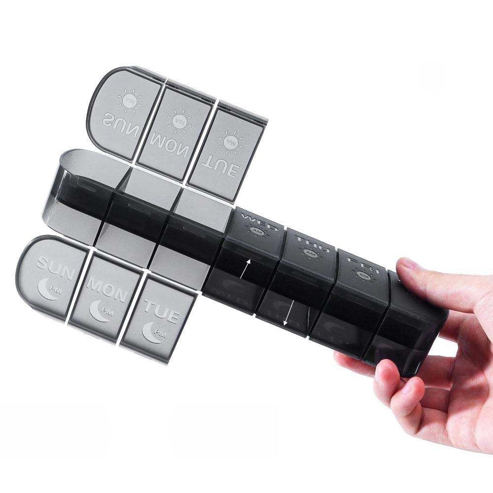 New Weekly Double-layer Premuim Portable Pill Storage Cases Box Organizer 7 Days 14 Grids 2 Times A Day for Vitamins Fish Oils