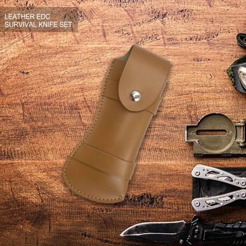 Braune Klappmesser-Scheide Werkzeug Taschenlampe Gürtelschlaufe Etui Halter Lederscheide Tasche Jagd Lager Outdoor-Nutzung Trageausrüstung