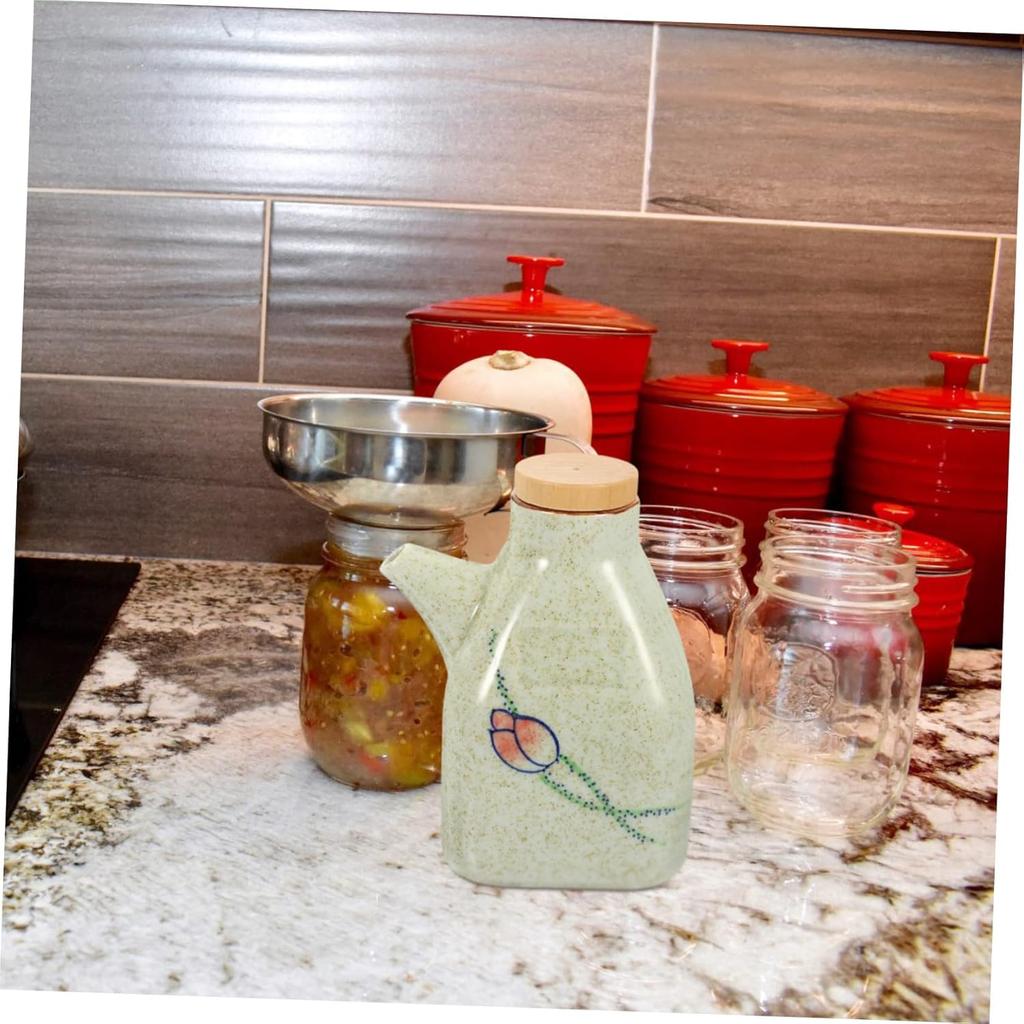 Ceramic Seasoning Container, Cooking Oil Container, Oil Bottle Dispenser, Vinegar Bottle, Chili Sauce Bottle