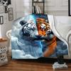 1pc Tiger Lightning Print Blanket Lightweight Flannel Blanket Throw Blanket For Sofa, Bed, Travel, Camping, Livingroom, Office, Couch, Chair, And Bed