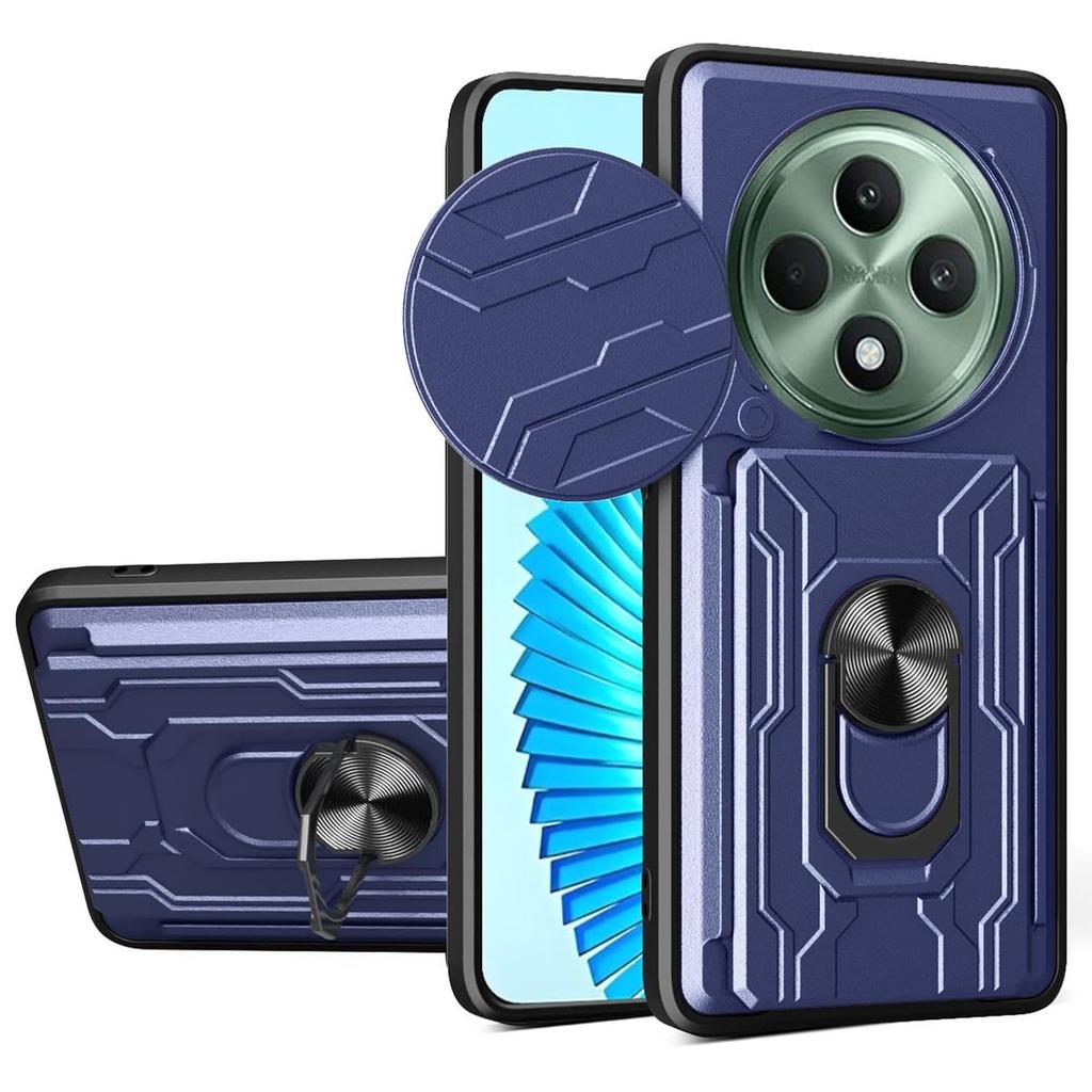 Kickstand Case For OPPO Reno 12F 12FS 5G Reno12 F FS Cover Card Pocket Ring Stand Holder Fundas Coque Capa