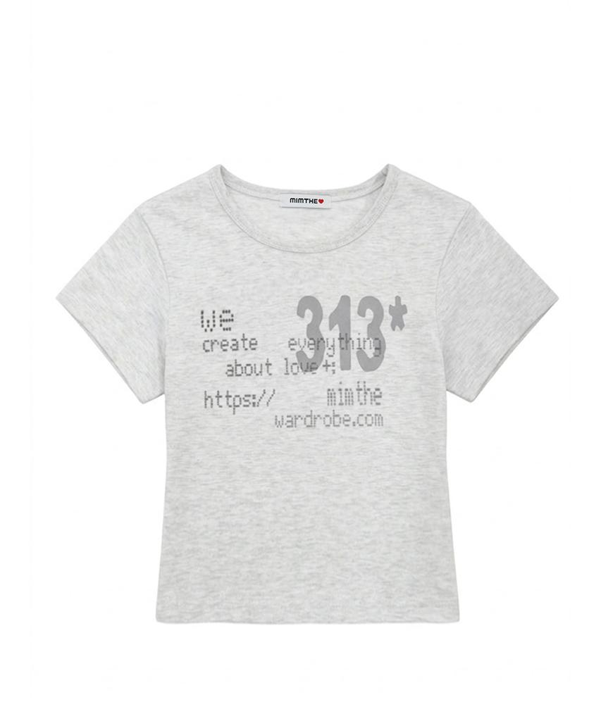 Mimdeowodeulobeu 313 Printed Crop T-Shirt_Gray