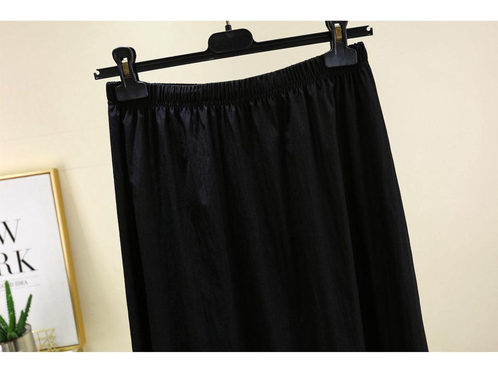Women's High Waist Draped Long Skirt - Solid Color, Versatile, Loose Fit