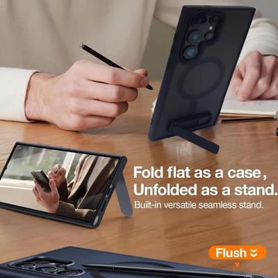 UYUXIO Magnetický stojánek na telefon Pouzdro na telefon pro Samsung Galaxy S26 S25 S24 S23 Ultra Plus S22 Matný kryt na telefon se stojánkem