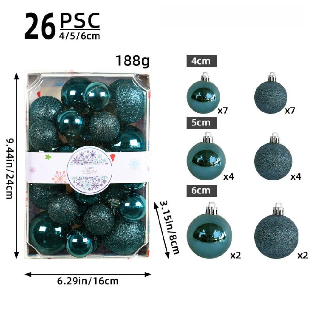 26Pcs Plastic Christmas Hanging Ball Merry Christmas Tree Decor Hotel Office Decor