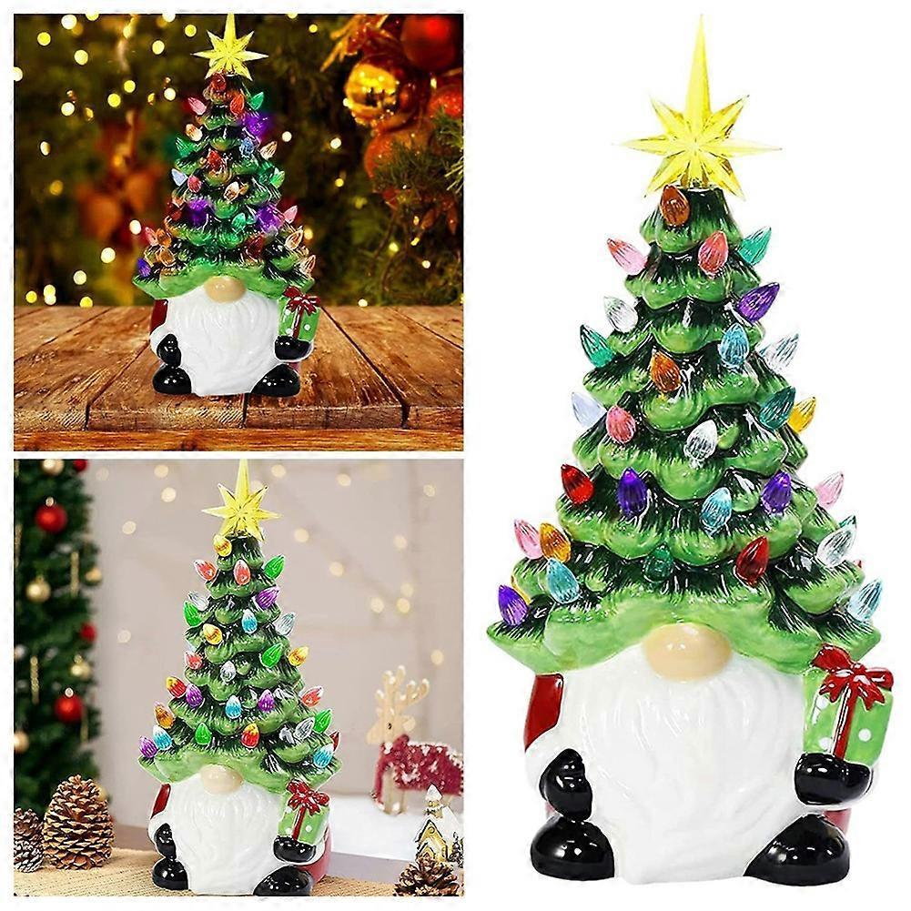 Christmas Gnome with LED Lights - Resin Xmas Tree Decoration for Indoor Home, Table & Holiday DÃ©cor