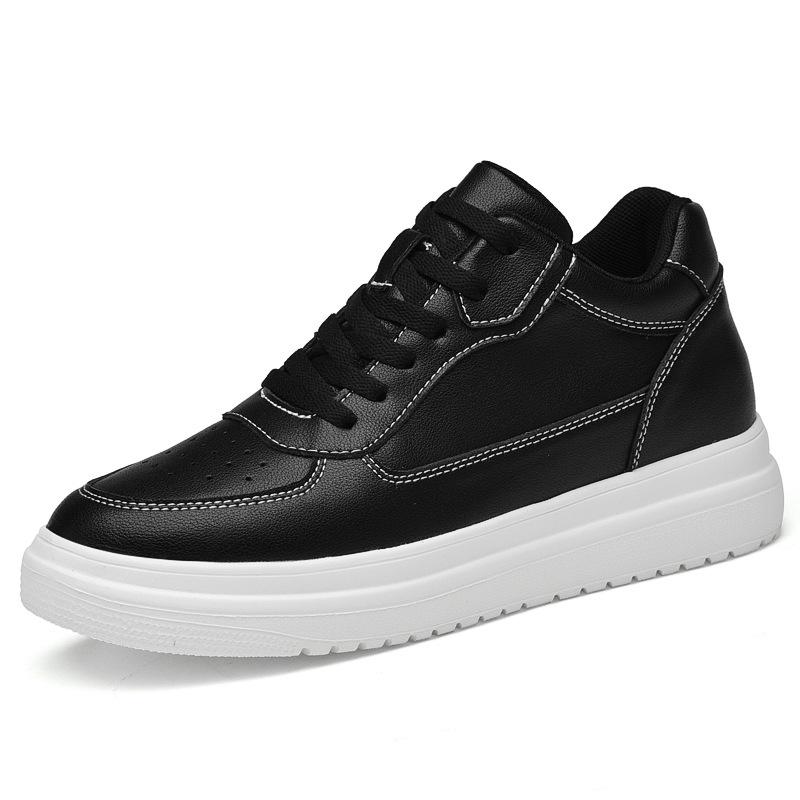 Men's Breathable Skate Sneakers - 10cm Invisible Lift, Thick Sole, White Casual Shoes