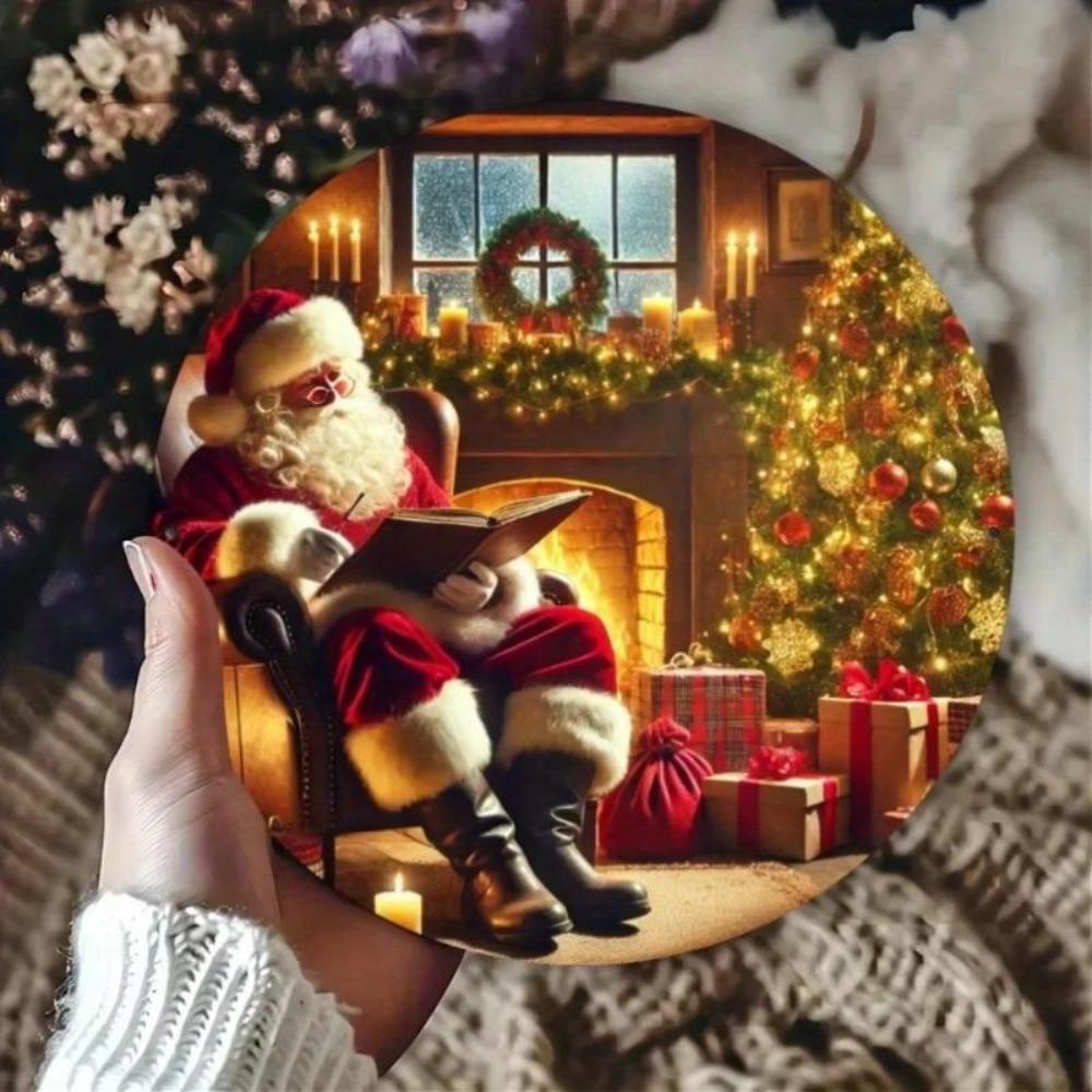Vintage Santa Fireplace Metal Sign Iron Christmas Holiday Home Decor