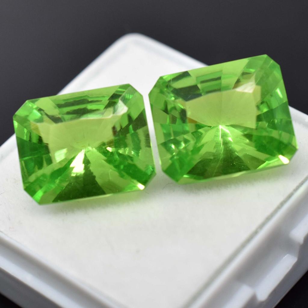 Natural GREEN Peridot 16.50 Ct CERTIFIED Emerald Cut Loose Gemstone BA-6006