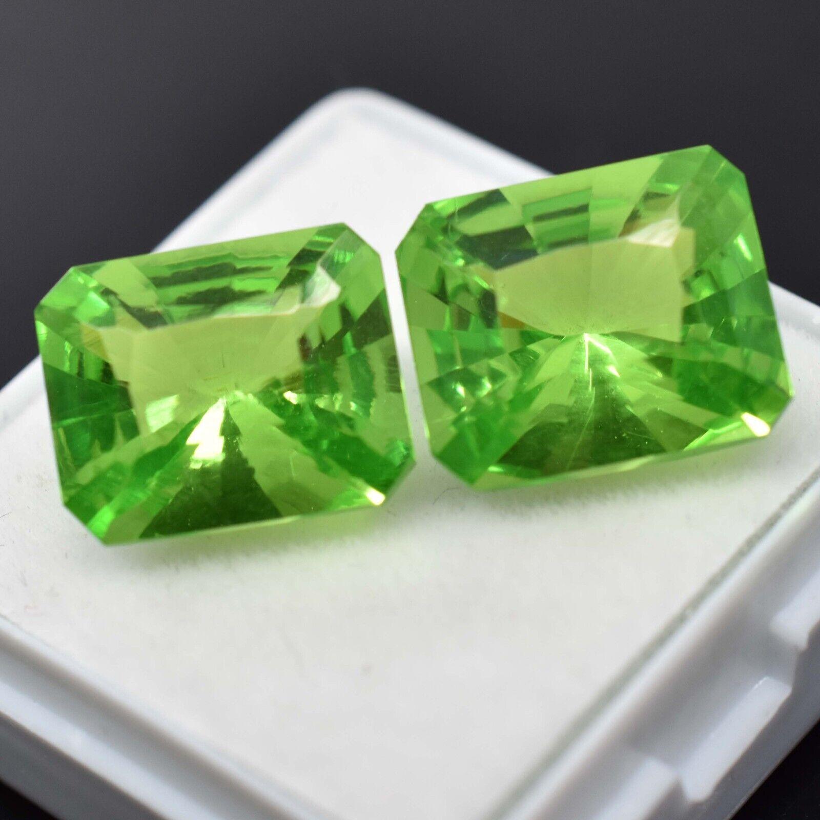 

Natural GREEN Peridot 16.50 Ct CERTIFIED Emerald Cut Loose Gemstone BA-6006 13.2 mm approx зелений