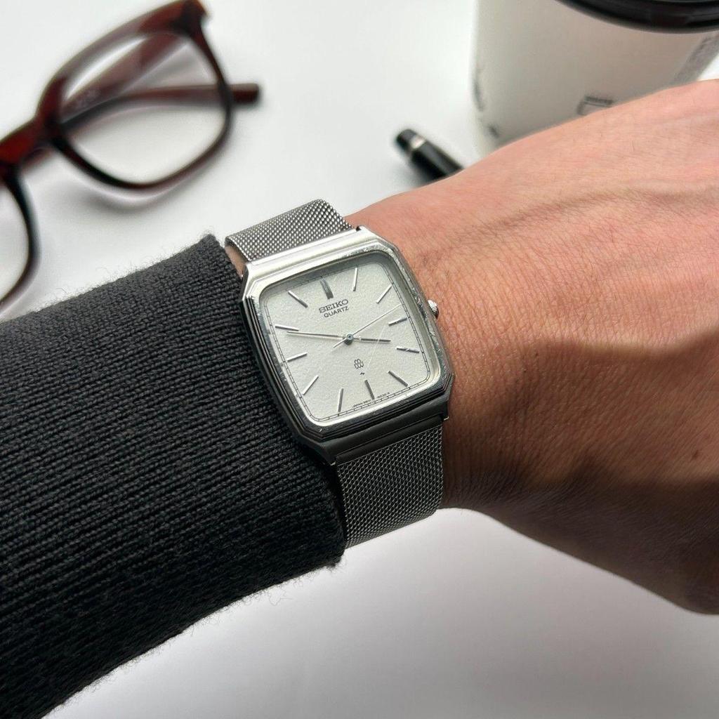 Used [Vintage 80s] SEIKO Twin Quartz Tank Silver Dial