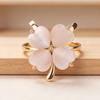 Four-Leaf Clover Scarf Ring Artificial Cats Eye Stone Silk Scarf Clip Elegant Scarf Holder Ring for Women Shawls Neckerchiefs Shirts